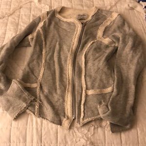 Lucky Brand distressed zip up sweater
